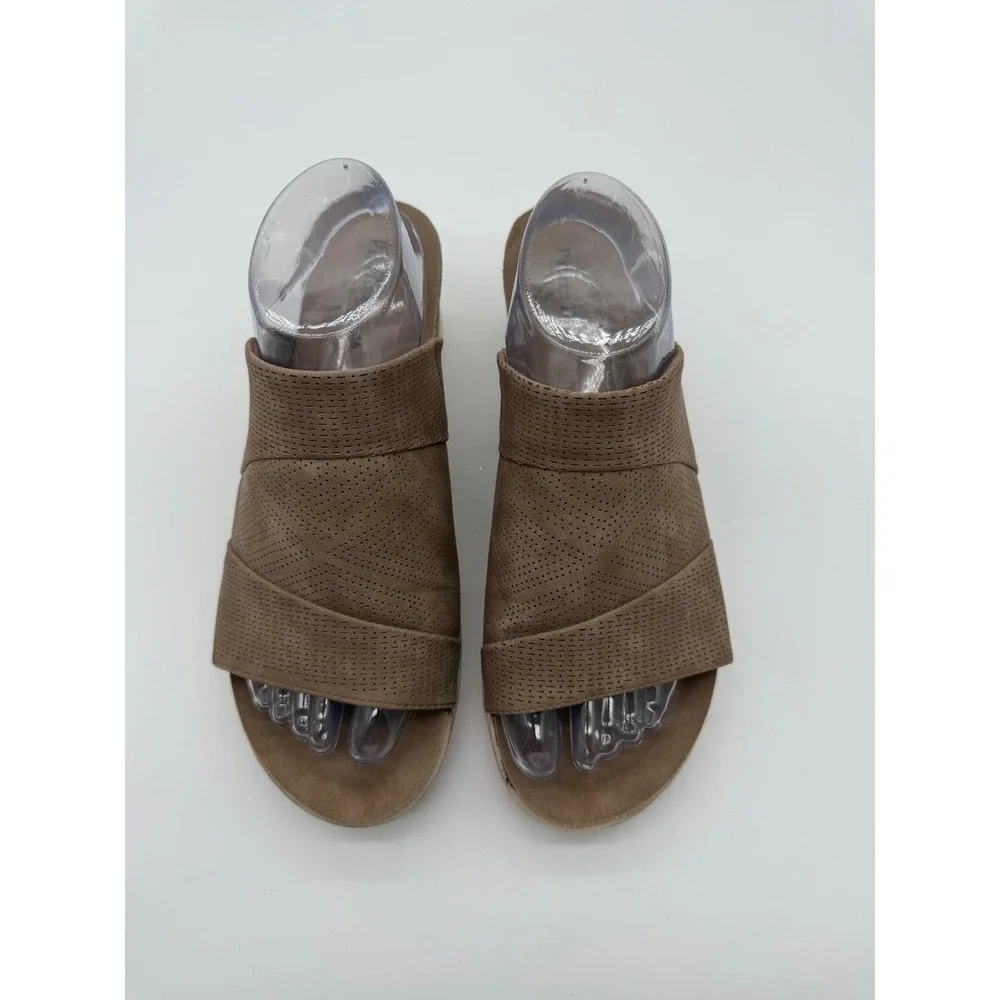 Pierre Dumas‎ Womens Taupe Perforated Wedge Sandals Platform Slide 9